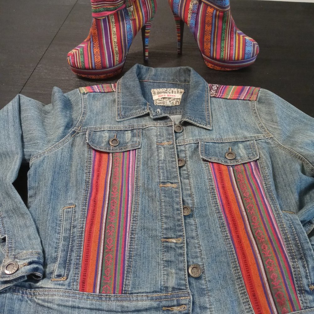 Womens Printed Denim Jacket
